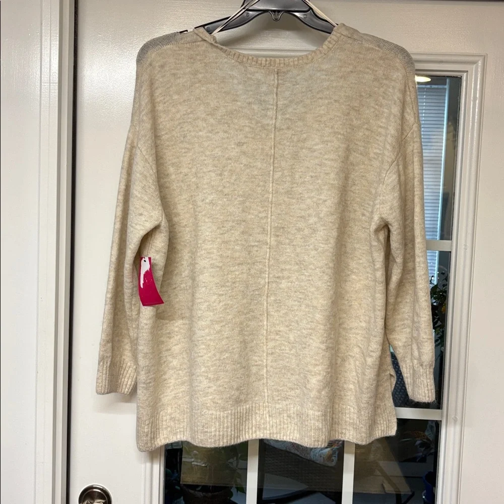 Vince Camuto Beige V-Neck Women's Sweater - Picture 2 of 5